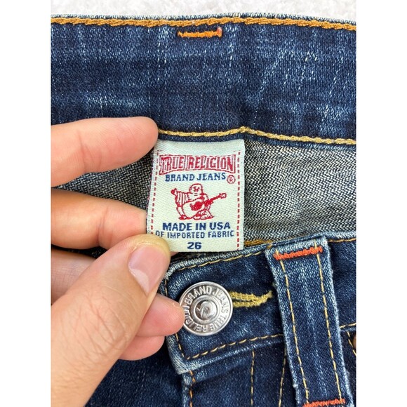 True Religion Kate Low Rise Cropped Jeans Women’s Blue W26 Made in USA Y2K Denim - Picture 8 of 12